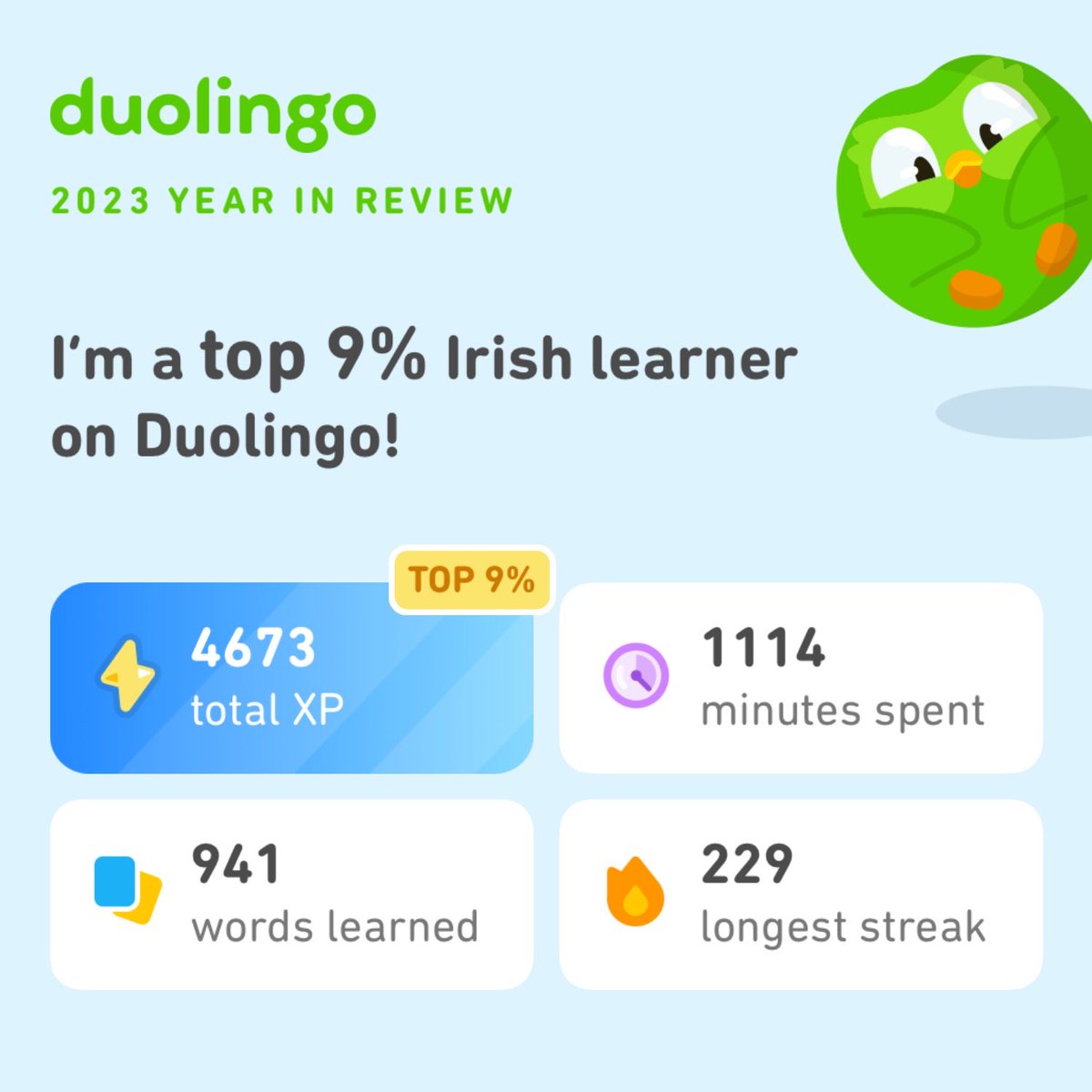 I think I've made a concerted effort this year to not make the little owl sad. I'm determined to not lose the streak!