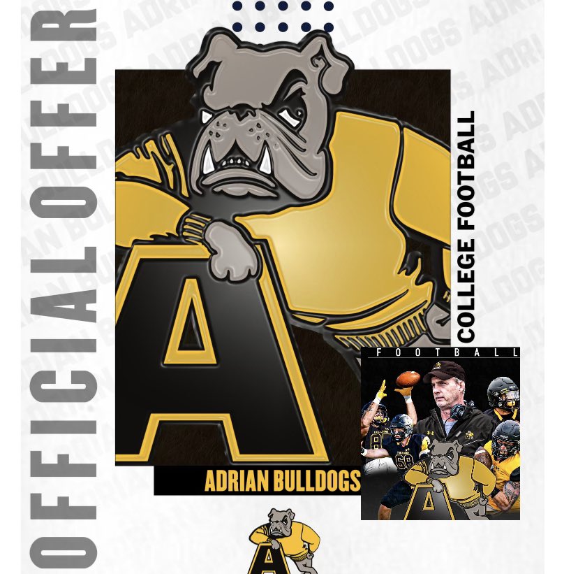 #AGTG After a great conversation with Coach @JonesMarcus14 I am extremely blessed to receive my second offer from <a href="/AdrianCollegeFB/">Adrian College Football</a>