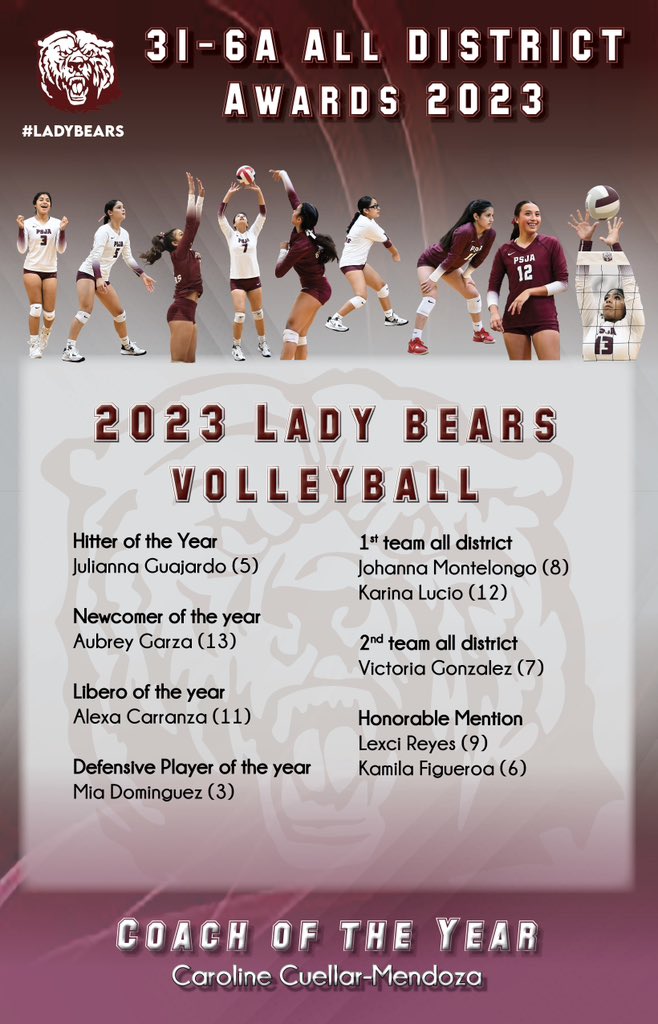 🚨2023 District 31-6A Volleyball All-District Selections🚨 Congratulations to our Lady Bears once again on an outstanding season! GO BEARS🏐