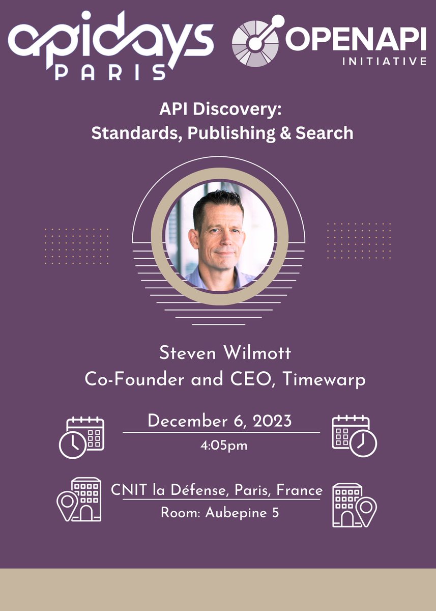 🌐 Network with peers, increase your skills at #APIDaysParis on Dec 6-8 with a dedicated OpenAPI Track! Join @njyx from @timewarplabs for his session on 'API Discovery: Standards, Publishing & Search.' 🕵️‍♂️Learn more: openapis.org/events/apidays… #APIs #APIInnovation