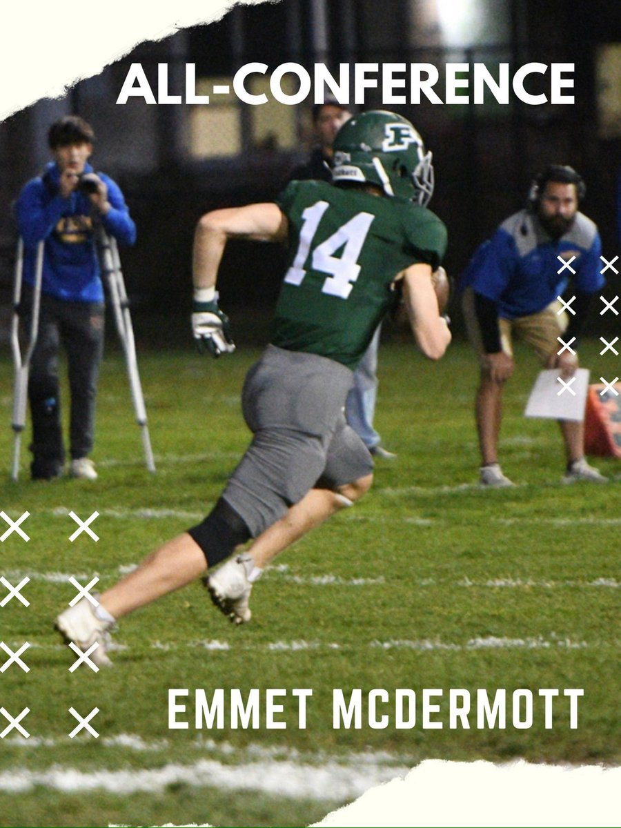 Next up….
Senior Captain 
Emmet McDermott WR/DB #14
Made his mark on both sides of the ball with nearly 500 career all-purpose yards, 3 TDs, 4 INTs and 75 tackles as a 3-yr starter
#PvilleFootball #FamilyTraditionPride