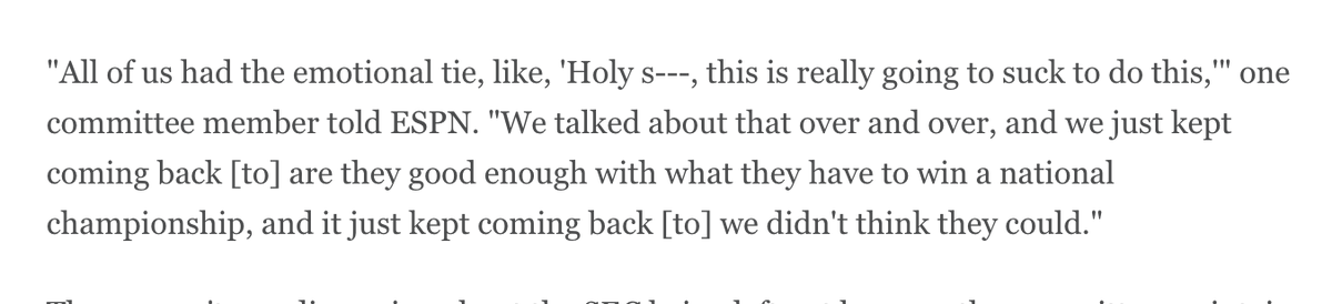 How many times in the last 10 years have you heard the committee chairman say, 'We don't try to project.' 100? 500? FSU was treated differently than any team in CFP history, including in their own other rankings this year. espn.com/college-footba…