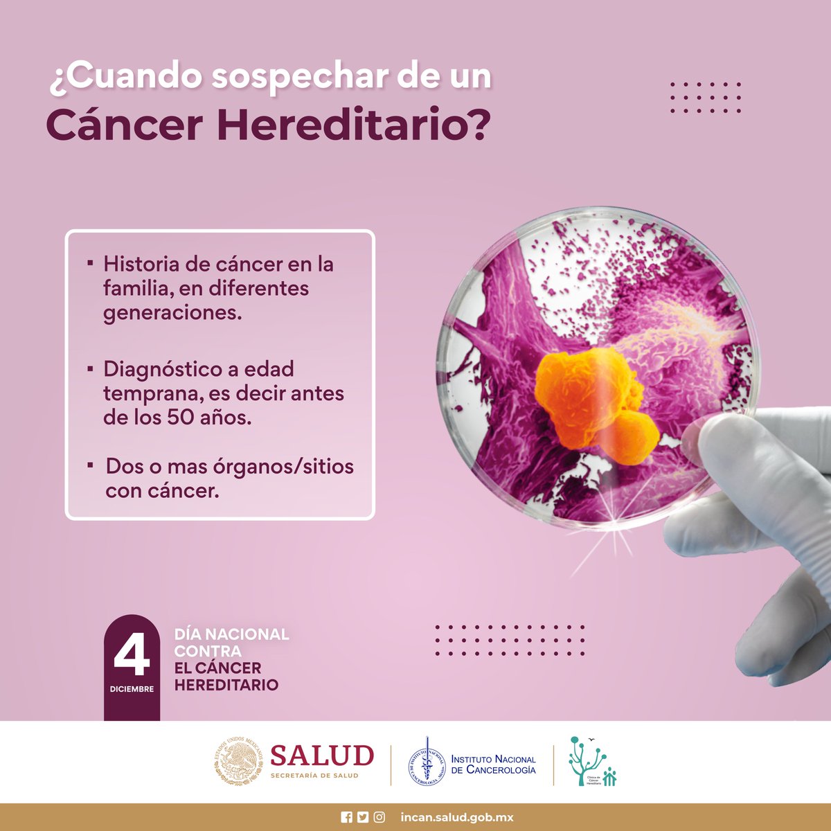 incanMX's tweet photo. ¿Sabes qué es el cáncer hereditario y cuándo sospechar de que un cáncer es de este tipo? #DíaContraElCáncerHereditario https://t.co/EFq0S87iKM