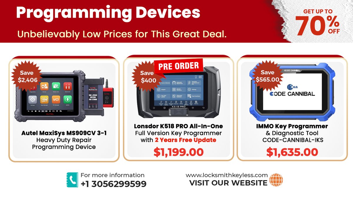LksmithKeyless's tweet image. New Week, New Exciting Holiday Deals
locksmithkeyless.com/collections/ho…

#GarageRemotes #remotes #alarmlock #XT27A #MVCIPROJ2534  #AUTELMS909CV
#AutelMaxiSYSMS906 #LocksCylinders #XHXDKP02GL #aerolock #asp
#Ilco