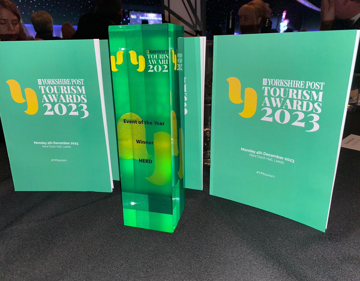 We are thrilled to announce that tonight the #KYOM23 and Artichoke project, HERD has won Event of the Year at the @YorkshirePost Tourism Awards 2023! @artichoketrust #HERD2023 #YPtourism