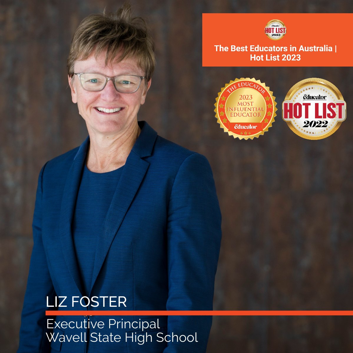 We are delighted to announce that <a href="/_LizFoster/">Liz Foster</a>, our Executive Principal, has been honoured once again by The Educator's Best Educators Hot List for 2023. This prestigious list highlights the most influential and impactful individuals within Australia's education sector.