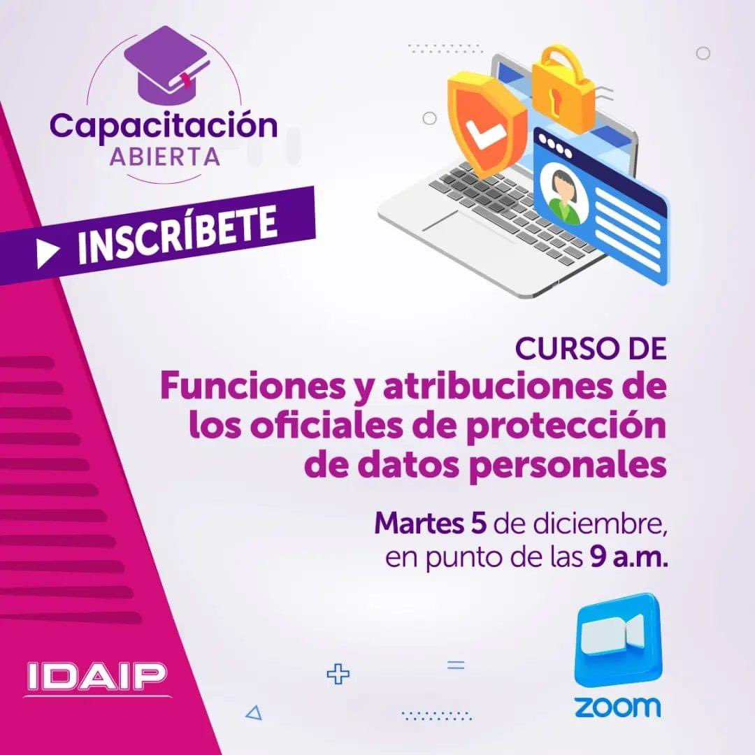 Únete a esta Capacitación Abierta y conoce la labor de las personas encargadas de fomentar una cultura de Protección de los Datos Personales al interior de una dependencia. 

forms.gle/yXwu6eJnt95n6v…