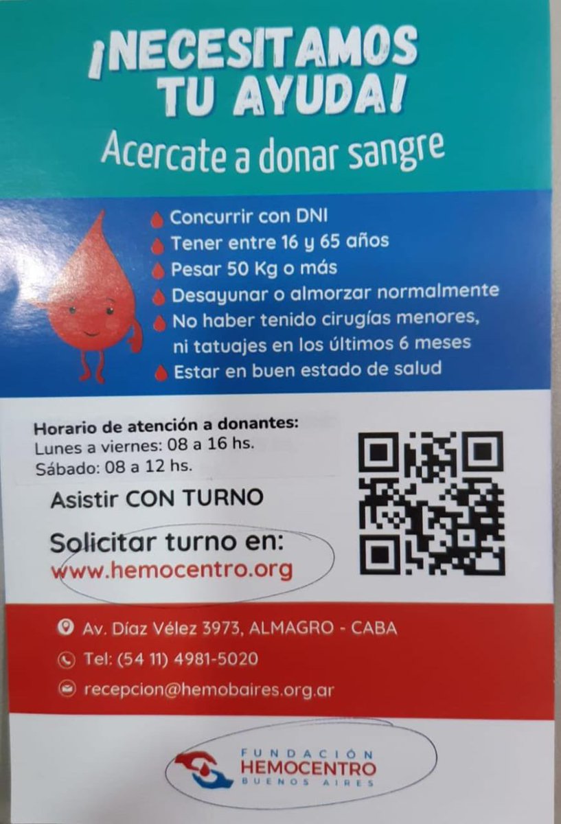TruccoCami's tweet photo. Hola, el papa de una amiga necesita 20 donantes de sangre y 4 de plaquetas. Tiene que ser a nombre de Rodolfo Alberto Mahia en Fundación Favaloro en la habitación 901. La donación se realiza en la dirección de la foto y es con turno previo
@belmahia 
Por favor compartir https://t.co/87JgAk8r0y