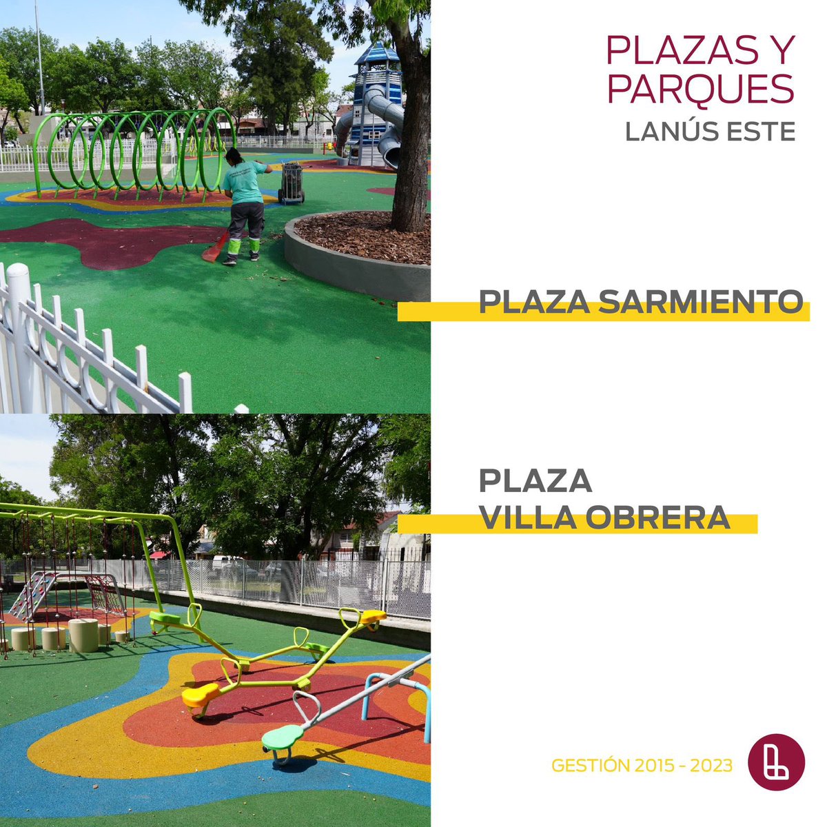 Ahora las plazas y los parques se convirtieron en un lugar de encuentro para toda la familia. Incorporamos juegos de vanguardia, sistemas de riego, luminarias, parquización, nuevo mobiliario urbano, pictogramas  y acondicionamiento de veredas, rampas, canteros, cordones y cestos.