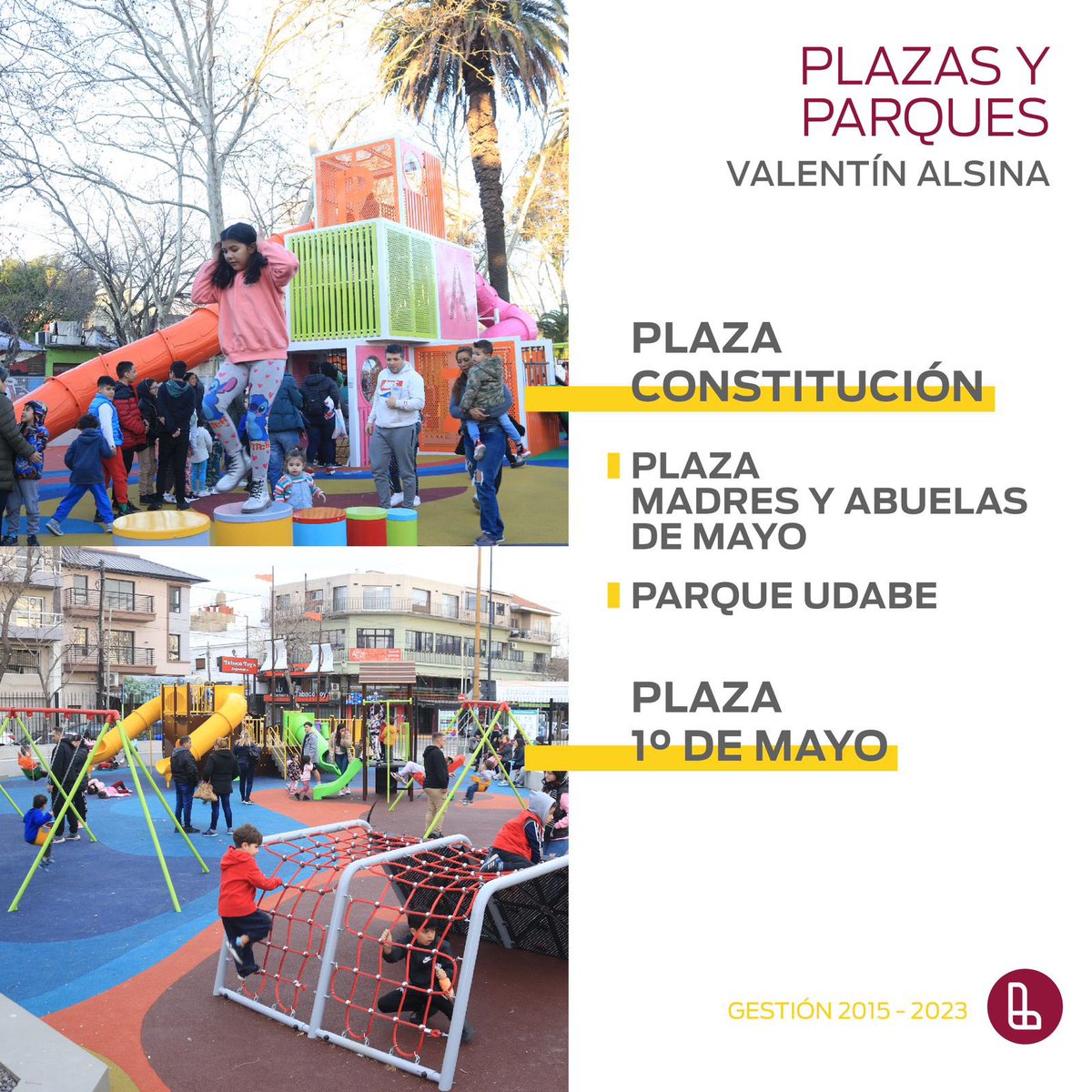 En las fotos vemos algunos ejemplos de los +23 espacios que se renovaron en todos los barrios.

Además, mantenemos semanalmente todos los espacios verdes de Lanús. Ahora tienen el valor que se merecen.

#LanúsNosUne #GrindettiKravetz