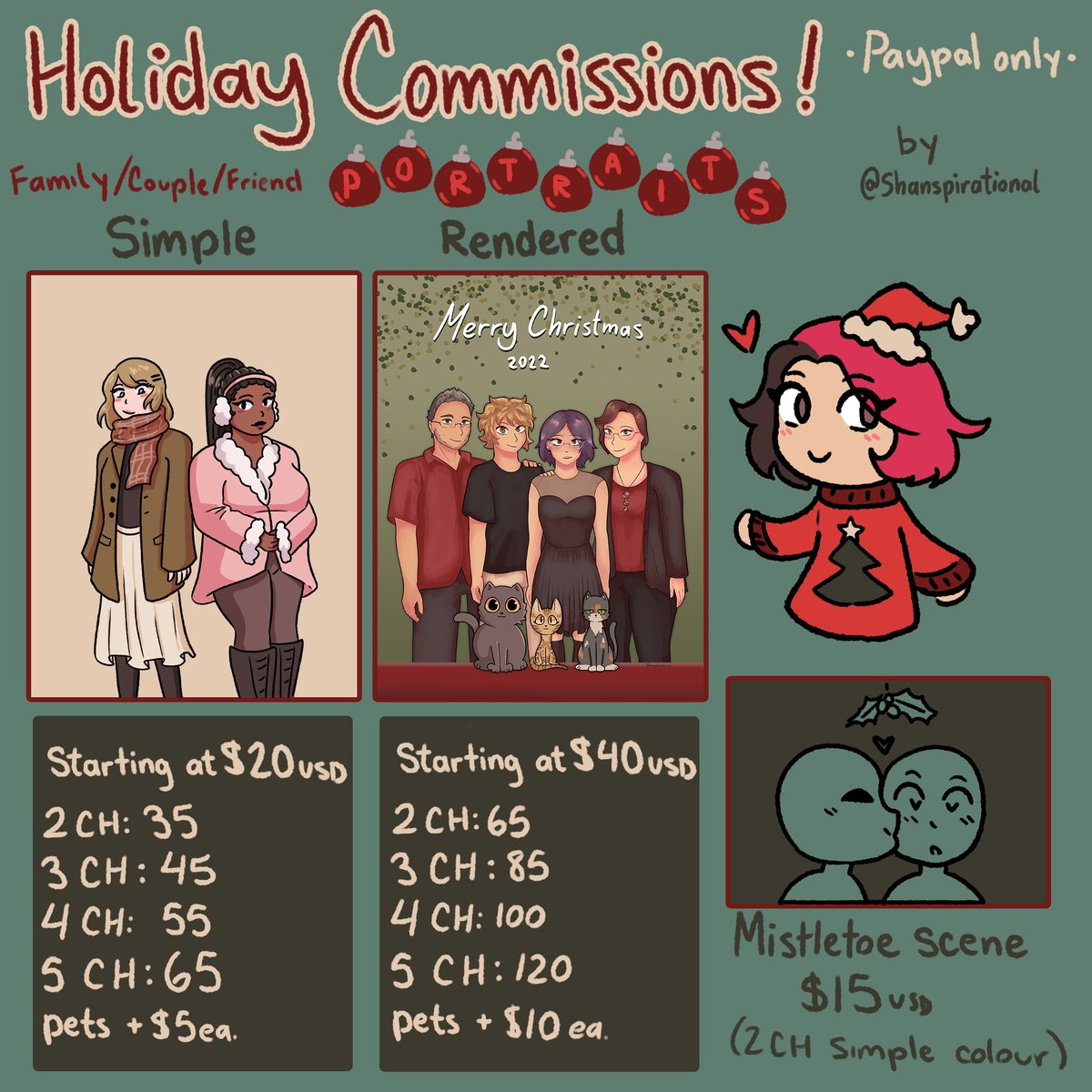 shanspirational's tweet photo. Want a cute personal gift for someone this holiday season? I'm looking to draw some custom portraits if anyone is interested!! ⋆⁺₊❅⋆🎄₊❆⋆₊ #ArtistOnTwitter https://t.co/EfnJBPdRMI