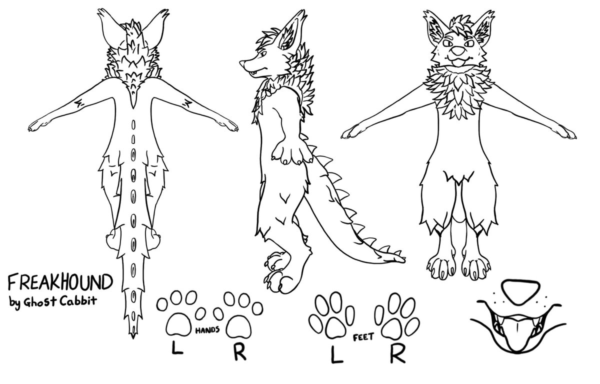 fennic_aardwolf's tweet photo. Freakhound refsheet for anyone needing it (model and species  made by @GhostCabbit  )  I couldn’t personally find one online so made one for anyone looking… enjoy https://t.co/7XsgvMYF04