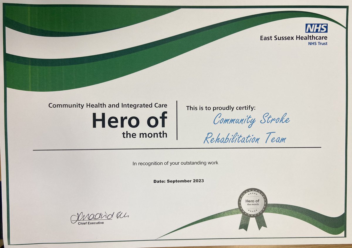 StrokeRother's tweet photo. We are very proud to announce CSR have won the ‘Hero of the Month’ award! We pride ourselves in client centred, personalised care and teamwork so it’s lovely to be acknowledged! Thank you ❤️👏🎉 https://t.co/Km3DWL9vas