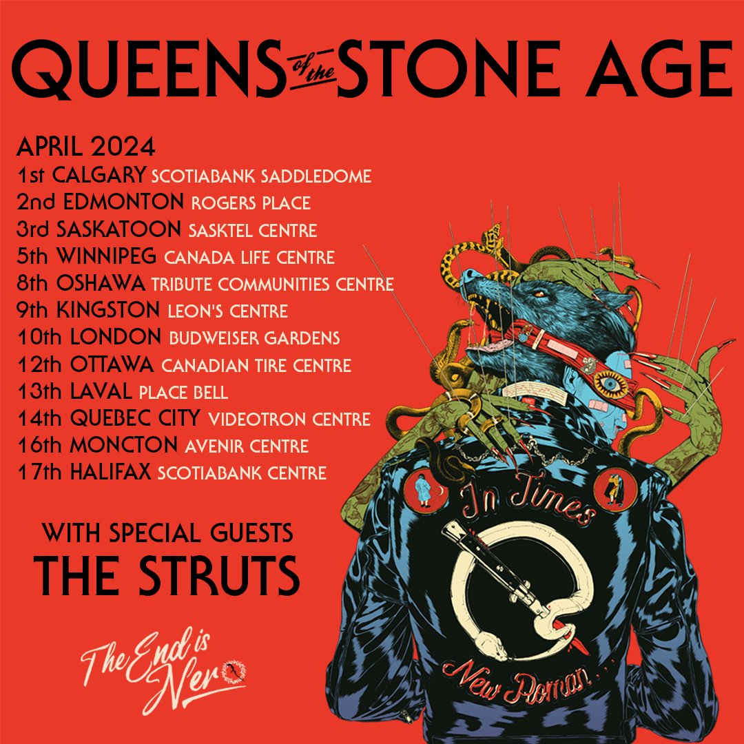 Thrilled to be supporting @qotsa in Canada in April! Tickets on sale Friday💥 🇨🇦