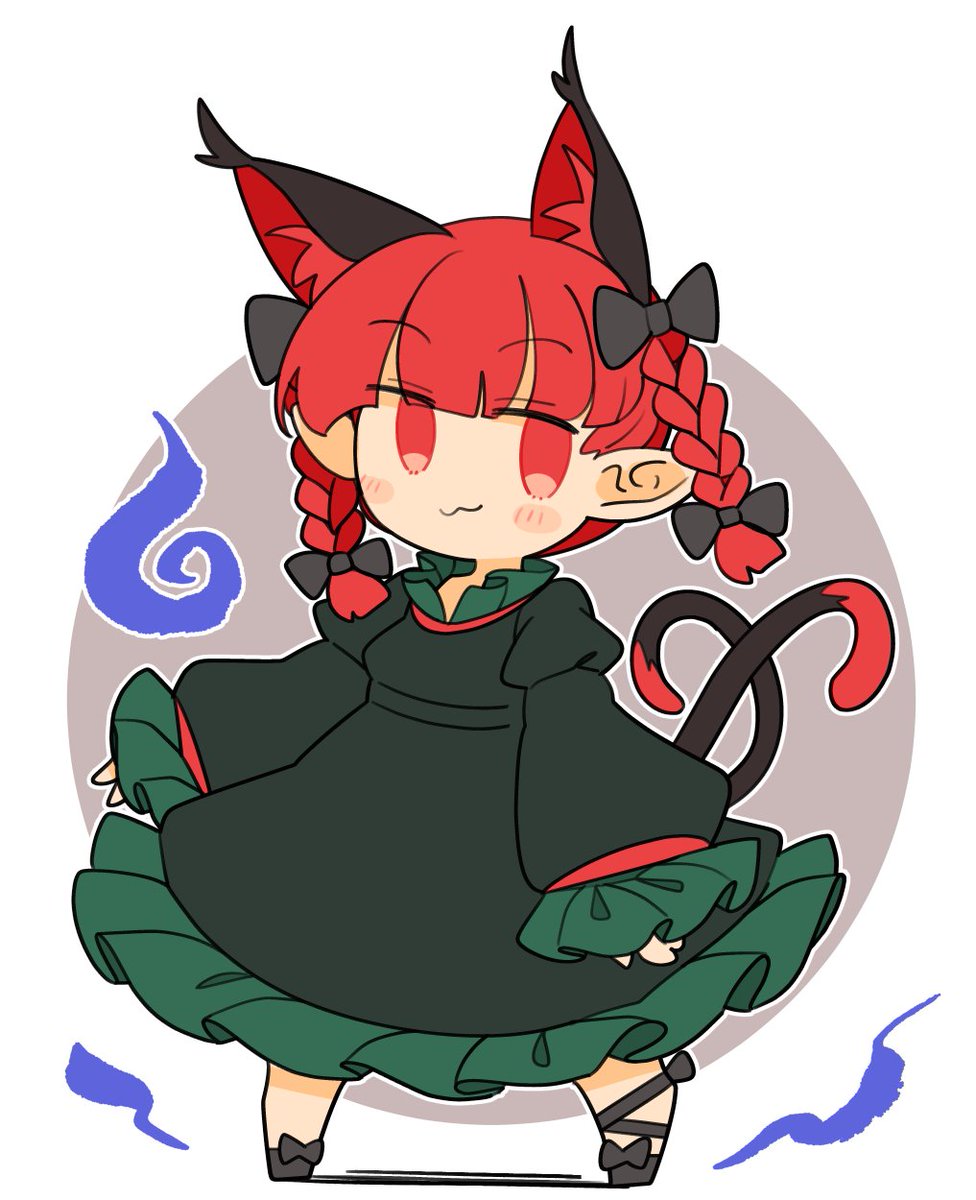 kaenbyou rin 1girl animal ears solo red hair tail cat ears braid  illustration images