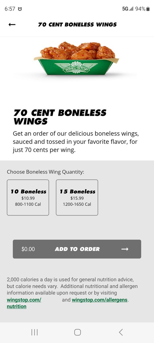 I don't have a masters in math but how does 10 times 70 cents equal 10.99 at <a href="/wingstop/">Wingstop</a> ?