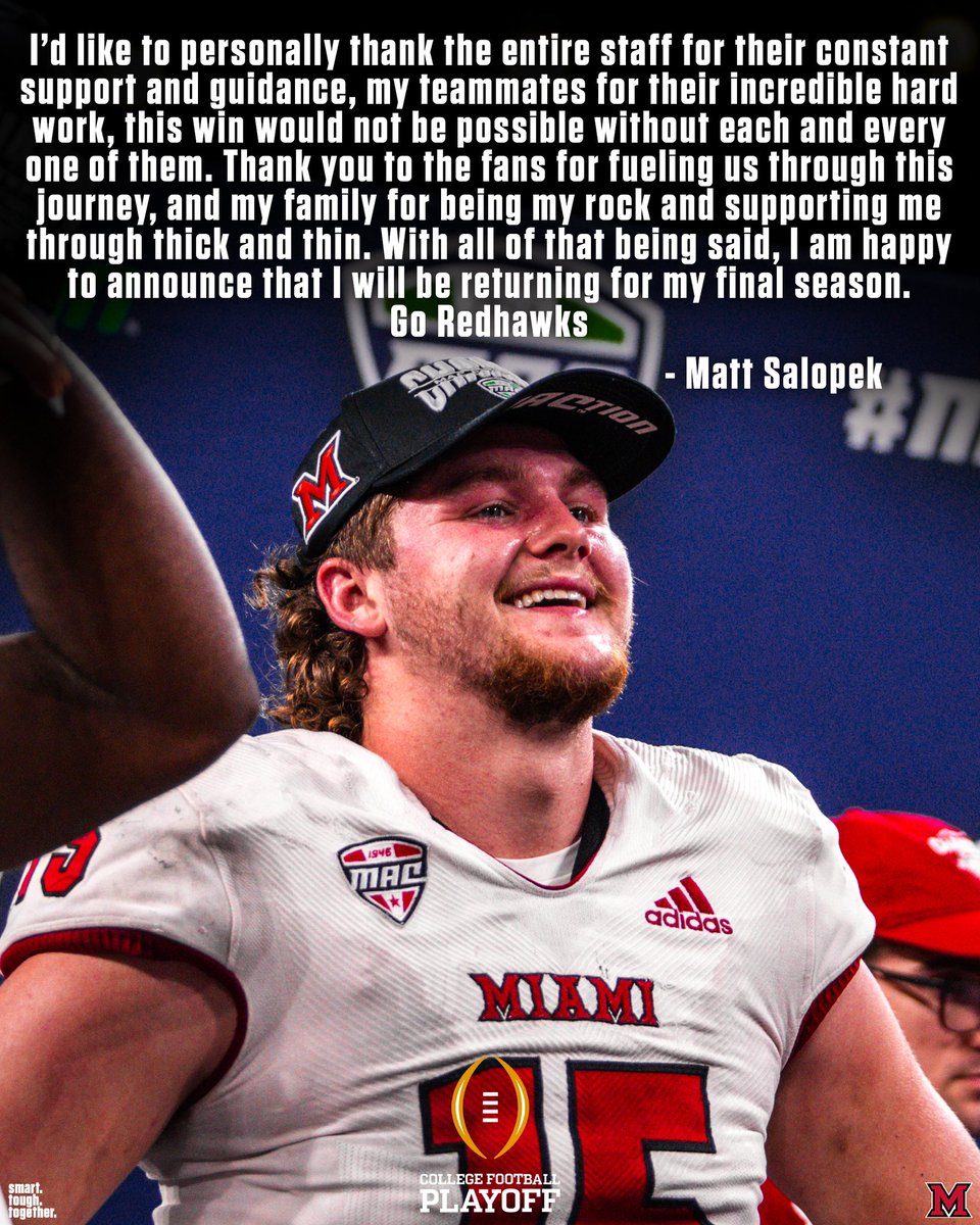 MiamiOHFootball's tweet photo. RedHawk Nation, a note from Matt Salopek..

#RiseUpRedHawks | 🎓🏆 https://t.co/H4IQ9dI3Mj