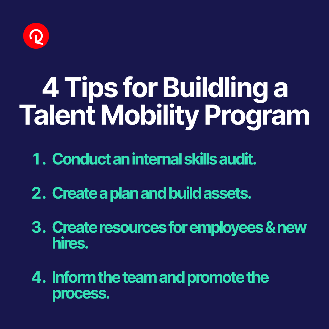 Implementing a talent mobility strategy is multifaceted. Consider these four tips when it comes to the specificities of your own organization and what prioritizing talent mobility would look like at your workplace. #TalentMobility