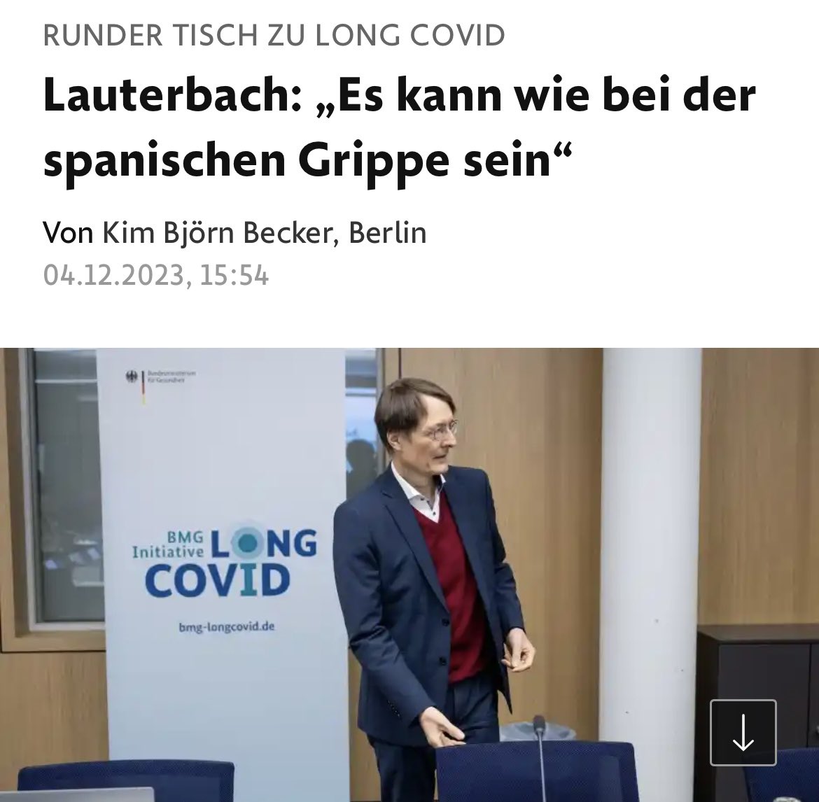 Runder Tisch zu #LongCovid

Lauterbach: „Es kann wie bei der spanischen Grippe sein“

„Long Covid ist jetzt auch ein Problem für diejenigen, die sich neu mit #Corona infizieren“, sagte Karl Lauterbach. Schätzungen zufolge litten etwa 3 % der neu Infizierten an Langzeitfolgen, …