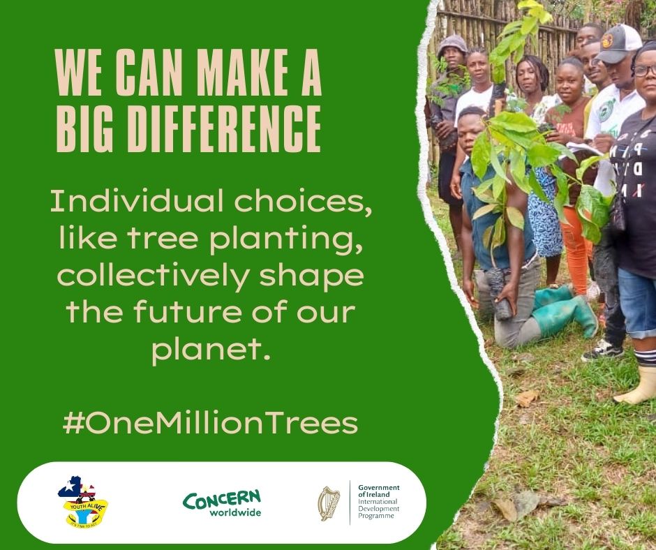 Take a personal responsibility of planting a Tree to shape the future of our planet. #OneMillionTrees #climatechange #ClimateAction #ClimateAdaptation #sustainability  #Liberia <a href="/Concern/">Concern Worldwide</a> <a href="/irlembliberia/">Irish Embassy Liberia</a>