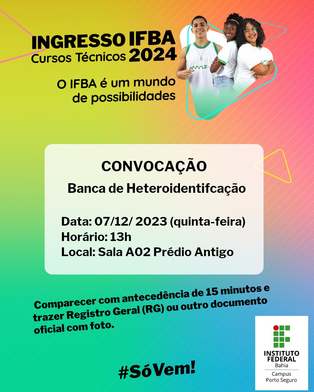 Abertas inscrições do processo seletivo 2020 para cursos técnicos do IFBA, Bahia