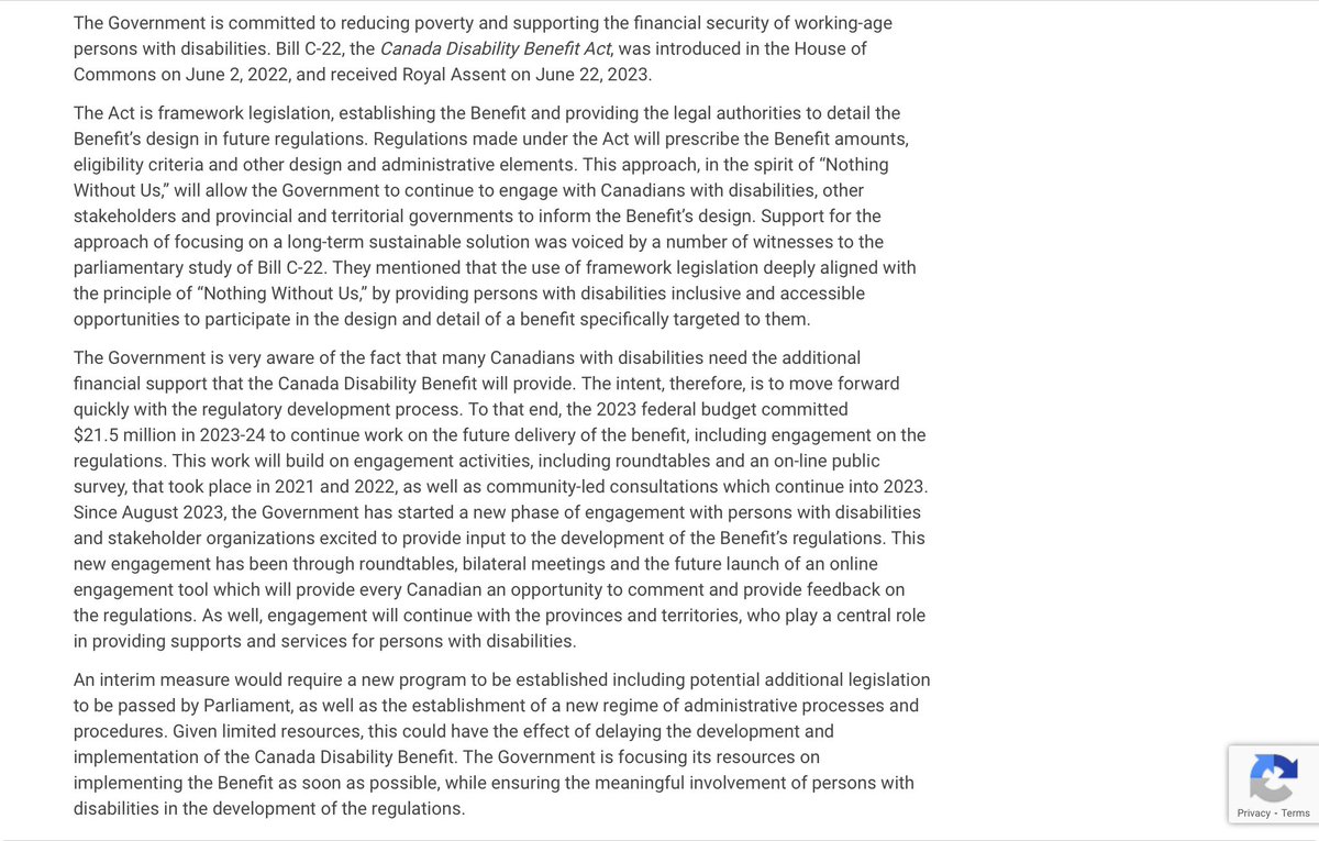 One day after #IDPWD we have a response towards  e-4519 from the government. And yet again another “government speck hallow” response. This is the petition that @anenigma420 put together #cdnpoli 
#IDPWD2023 #IDPWD23