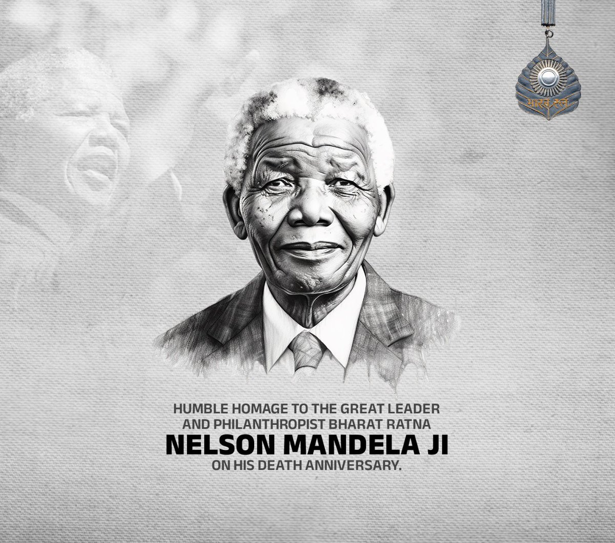 dev_bhopale's tweet photo. Tributes to former president of SouthAfrica Nobel Laureate, Bharat Ratna Sir Nelson Mandela on his death anniversary. He dedicated his life to bring an end to apartheid &amp; racism. As an ardent advocate of peace, equality &amp; human rights,he would always be remembered.
#NelsonMandela https://t.co/mMcXhzTAbt