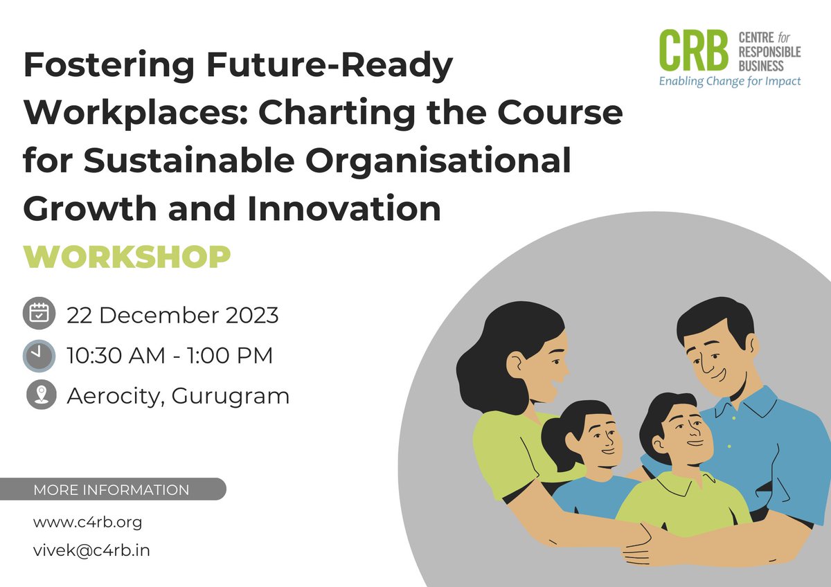 Join Our Exclusive Workshop: Empowering Workplaces for the Future 📅 Date: 22 December 2023 🕛 Time: 10:30 AM - 1:30 PM 📍 Venue: Gurugram Are you ready to transform your workplace into a family-friendly and socially inclusive environment? Join us for an insightful workshop