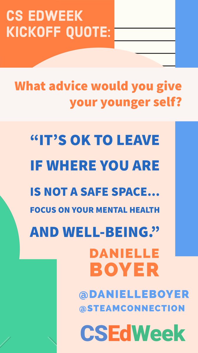 It’s #CSEdWeek! Here are two quotes that I loved from the Kickoff event tonight.

There are so many amazing resources for Computer Science teachers and for students, teachers, and parents.
Learn more here 👉🏽 csedweek.org