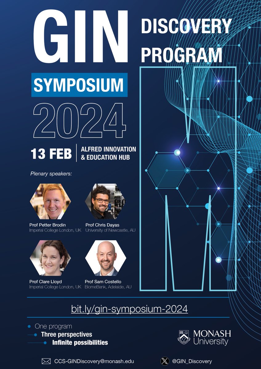 🌐 Join us at the #GINsymposium2024 for a day of illuminating talks, networking opportunities, and a special dinner on Feb 13, 2024. Featuring national and international speakers, this event is not to be missed! Registrations and abstract submissions are now open. 🔗link below!