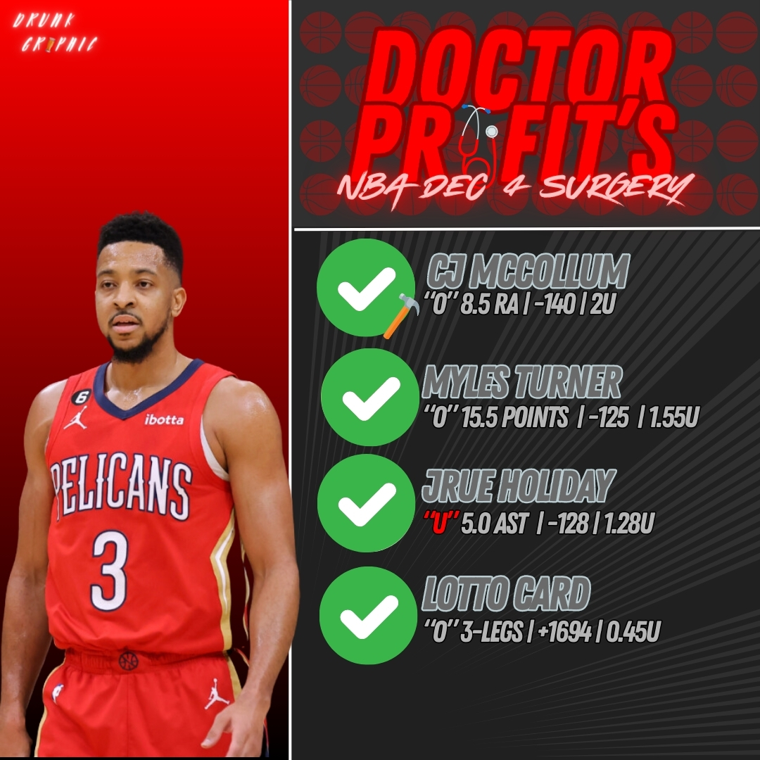 DoctorProfit's tweet photo. $100 to someone who likes this❤️

NBA SWEEEEEP🧹 WHAT A FUCKING DAY 

✅🔨CJ McCollum O 8.5 RA
✅📈Myles Turner O 15.5 Pts
✅Jrue Holiday U 5.0 Ast

+1694 Lotto✅

+11.303 unit day in NBA🔥

Also: Pikkit BOS/IND 2H✅

Seems like everytime I post 3 picks I sweep... magic number? https://t.co/7Dn5XTz4Li