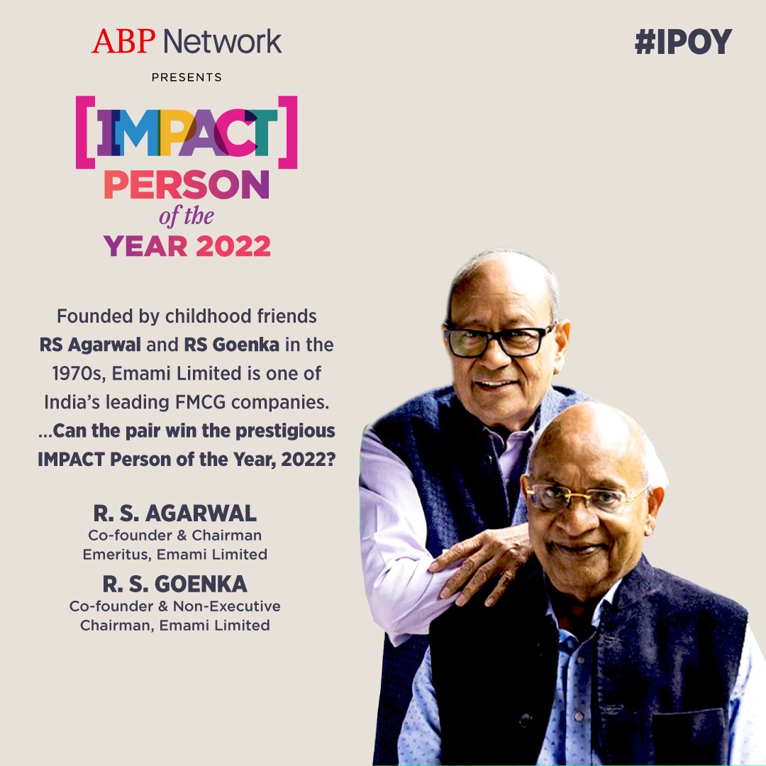 IMPACT_onnet's tweet photo. Founded by childhood friends RS Agarwal and RS Goenka in the 1970s, Emami Limited is one of India’s leading FMCG companies. Can the pair win the prestigious IMPACT Person of the Year, 2022?
#IPOY22 #awards #media #marketing #business #advertising #impact #leadership #leaders https://t.co/9WajBUVSNZ