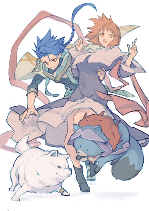 セタ投どっちだろう、どっちもかな この二人は並べるだけで絵になってくれて描いてて楽しい 