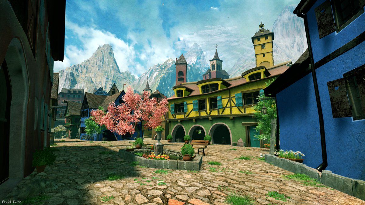 DavidFoxxMusic's tweet photo. Alpine tranquility (#DigitalArt #FlowScape #VirtualPhotography #ConceptArt #Village #Mountain #Peaceful) https://t.co/STv9Pl8ykP