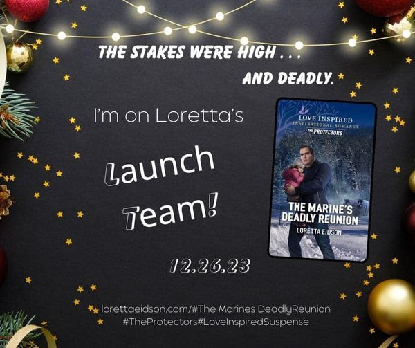 cps1950's tweet photo. Thrilled to be on this launch team! @lorettajeidson 's newest book releases December 26th. #themarinesdeadlyreunion #lorettaeidson @LoveInspiredBks #loveinspiredsuspense #december26
https://t.co/CHglR0CLAt https://t.co/auPinwp2Sl