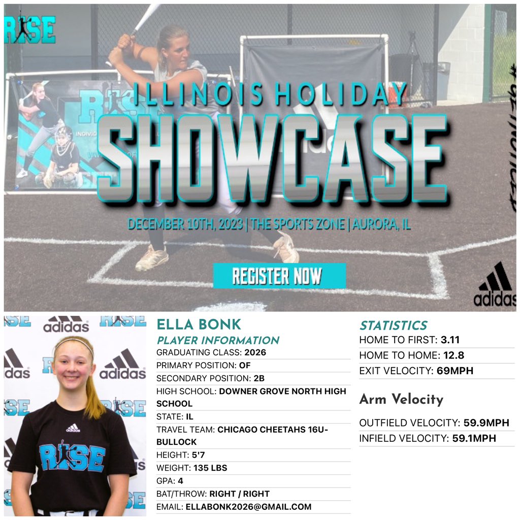 2026 Ella Bonk @ellabonk2026 (Downer Grove North HS & Chicago Cheetahs) has been added to the roster! - #whosnext? #Adidas #getnoticed - 6 DAYS AWAY, Register NOW➡️ form.jotform.com/82654907376165