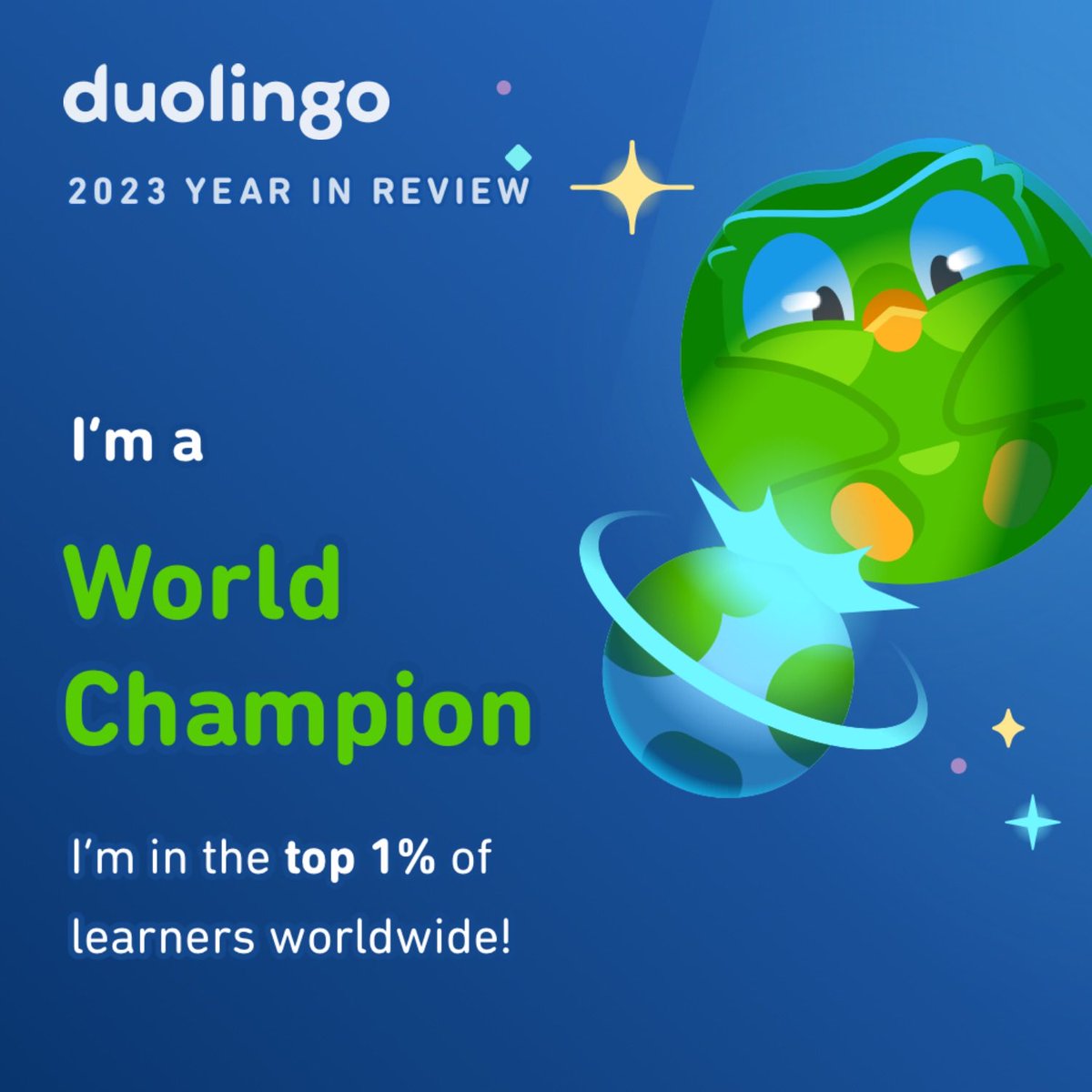 I’m a World Champion! What’s your Duolingo learner style? #Duolingo365