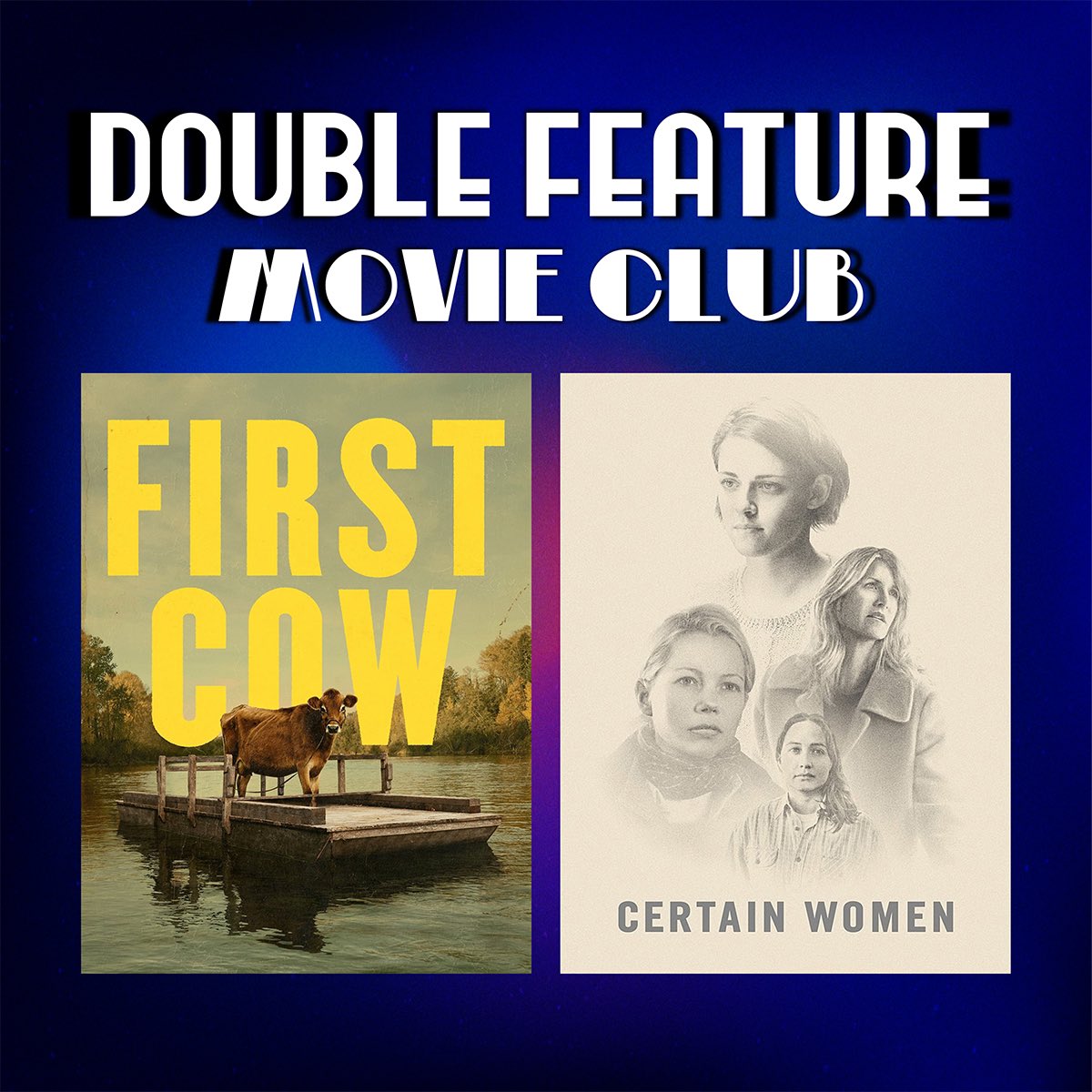We’re talking films about lonely people and a lonely cow! 🐮 

In this episode — we discuss two movies directed by Kelly Reichardt: First Cow (2019) and Certain Women (2016)!

Available now wherever you get your podcasts!
▶️: youtube.com/live/H2tfZ4kt7…
🎧: linktr.ee/doublefeaturemc
