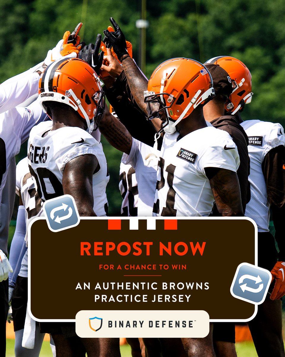 Browns's tweet image. The guys are back home after a long road trip, and we want to help you show your support with an authentic, practice-worn jersey, courtesy of @Binary_Defense! Hit us with a repost for a chance to win

Full rules ➡️ brow.nz/48uo