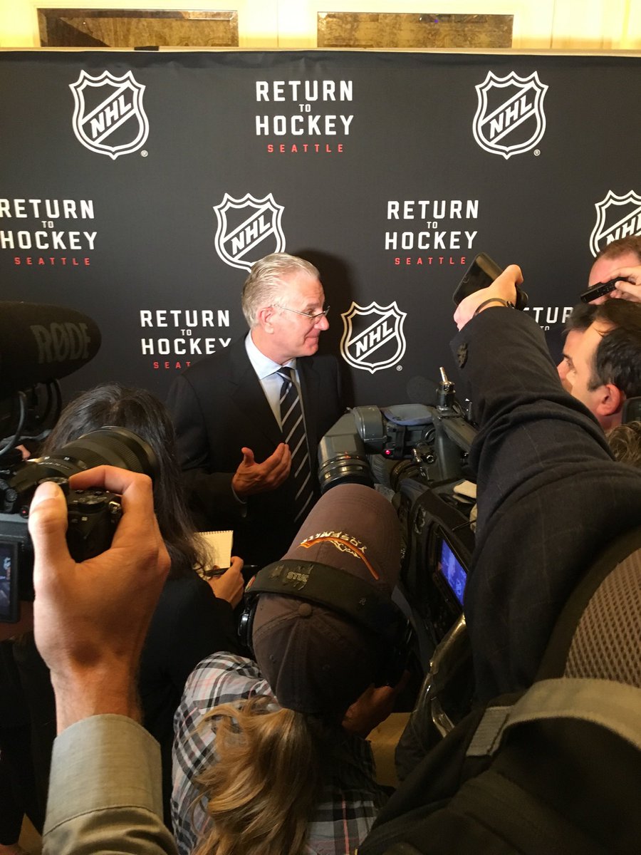 IandFurness's tweet photo. 5 years ago today. It was a long few days for us @SchramFOX13 but glad we we able to cover this story. It’s also a day to shout out those who kept the hockey pilot light on here before this day: @NHLtoSeattle @DarrenFunBrown @SeattleTbirds 
Tod and @leiweketim https://t.co/vWZoD02ZsX