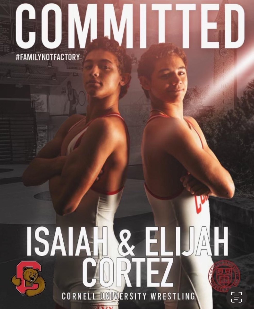 Have a day, @BigRedWrestling . Cornell just landed #23 - Isaiah Cortez #26 - Elijah Cortez #34 - Sergio Vega