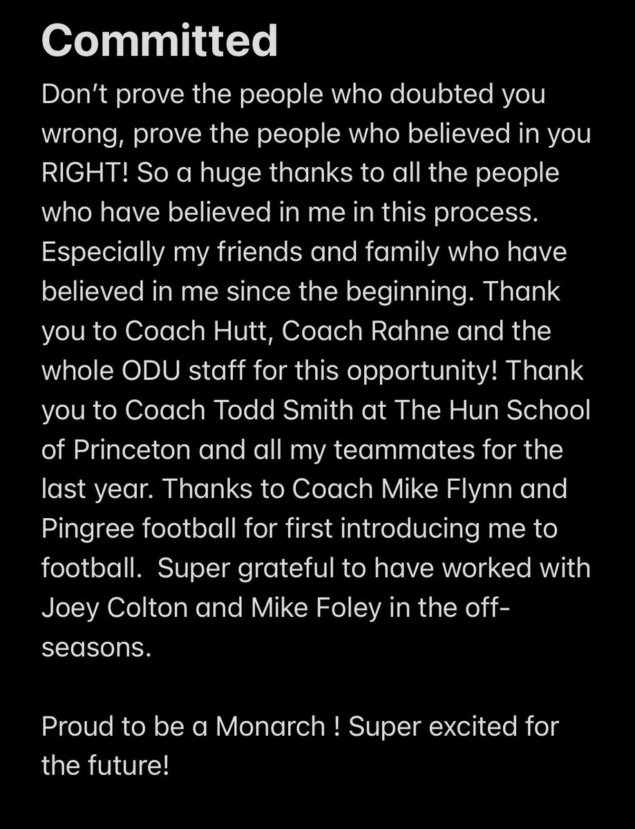 Theo Bachelder (@theobachelder99) on Twitter photo Fired up to be commited to <a href="/ODUFootball/">ODU Football</a>! Thanks to <a href="/RickyRahne/">Ricky Rahne</a> <a href="/coacher_Hut/">Alex Huettel</a> <a href="/CoachDeckODU/">Kevin Decker</a> for this incredible opportunity!
Grateful to my family, friends and coaches who have helped me on this journey. <a href="/Red_Zone75/">Todd Smith</a> <a href="/StraightFastGym/">Coach__JoCo</a> <a href="/PingreeFootball/">Pingree Football</a> <a href="/flynn985/">michael flynn</a> <a href="/CoachMFoley/">Mike Foley</a>
#01945 Fired up to be commited to <a href="/ODUFootball/">ODU Football</a>! Thanks to <a href="/RickyRahne/">Ricky Rahne</a> <a href="/coacher_Hut/">Alex Huettel</a> <a href="/CoachDeckODU/">Kevin Decker</a> for this incredible opportunity!
Grateful to my family, friends and coaches who have helped me on this journey. <a href="/Red_Zone75/">Todd Smith</a> <a href="/StraightFastGym/">Coach__JoCo</a> <a href="/PingreeFootball/">Pingree Football</a> <a href="/flynn985/">michael flynn</a> <a href="/CoachMFoley/">Mike Foley</a>
#01945