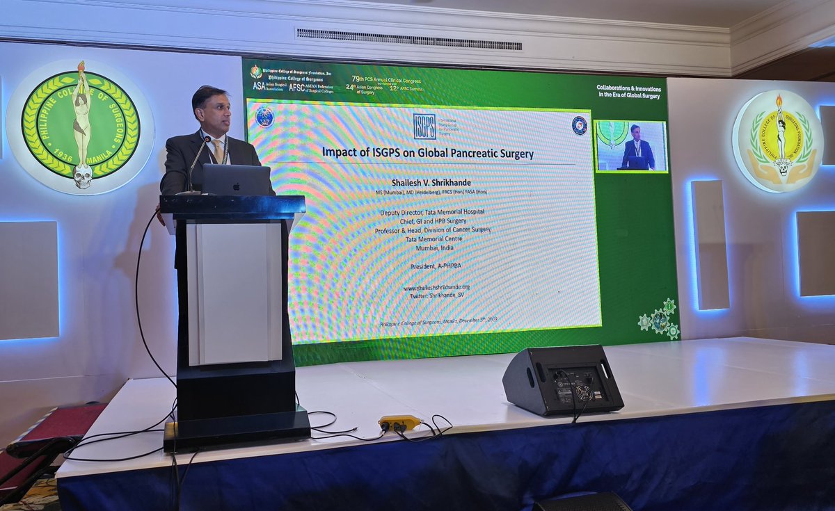hpbsurgeon1's tweet photo. @Shrikhande_SV of @TataMemorial delivers a comprehensive approach to pancreatic tumors and the impact of @ISGPS_news on Global pancreatic surgery at the #79thPCSACC @PhCollSurgeons #mdt4some #PDAC #POPF @PAHPBS1 @Gio_Marchegiani @Manishbhandare4 @IHPBA #HPB @APHPBA2023 https://t.co/s8hsScph5Z