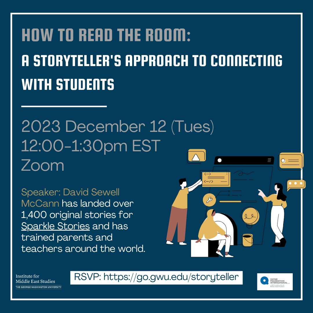 Join us fr the next ATC event Tuesday December 12th from 12-1:30pm EDT for 'How to Read the Room: A Storyteller's Approach to Connecting with Students ' with David Sewell McCann. RSVP at:buff.ly/47FL00J