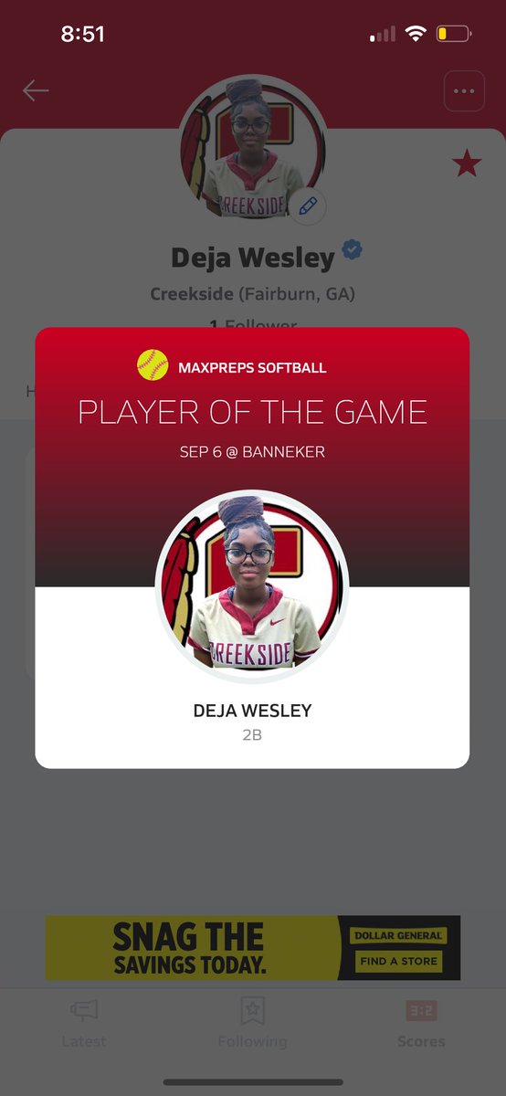 DejaWesley8's tweet photo. Player of the game.

Deja Wesley
C/o 26
Position 2b https://t.co/2f8JSpjahO