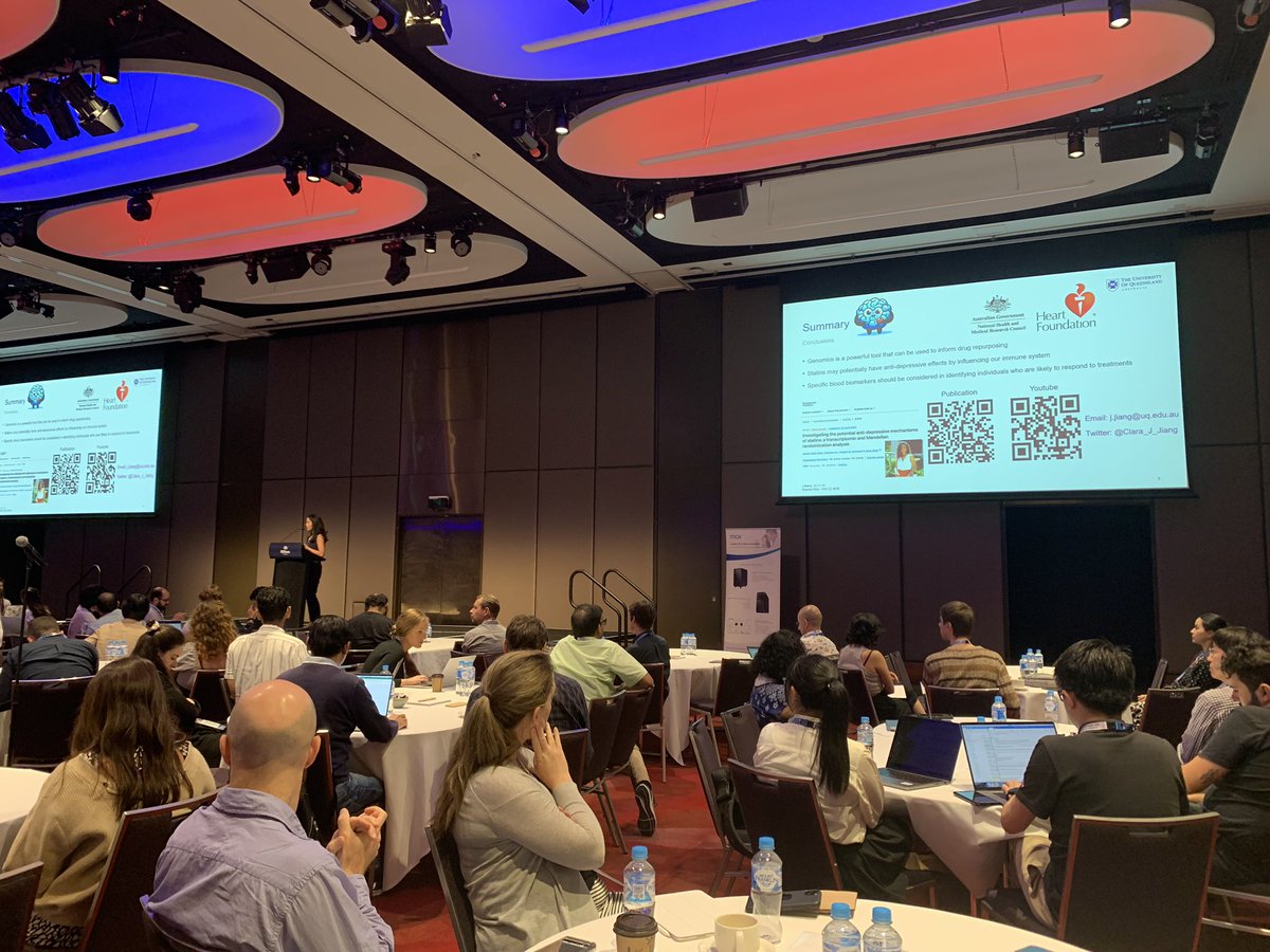 Absolutely fascinating talk by <a href="/Clara_J_Jiang/">Clara Jiang</a> to use genomics to investigate the ant-depressive effects of statins! 🧬 #ABACBS2023 <a href="/abacbs/">ABACBS</a>