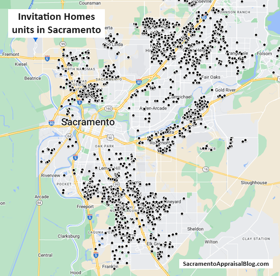 Okay, here's a map I made to show all 9,000+ units owned by Invitation Homes in California. It's mind-blowing to look at this on the neighborhood level. Check out the map on my weekly post: sacramentoappraisalblog.com/2023/12/04/thi…