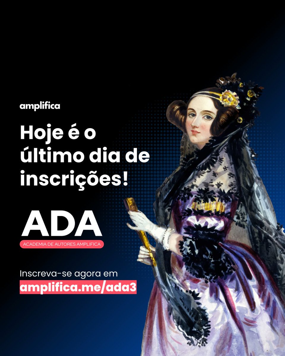 Corre para se inscrever em amplifica.me/ada3 e não perca essa oportunidade de se desenvolver profissionalmente nessa trilha de formativa que vai te capacitar a se tornar um(a) verdadeiro(a) produtor(a) de conteúdos digitais!

Lembrando que ainda é 100% gratuito!