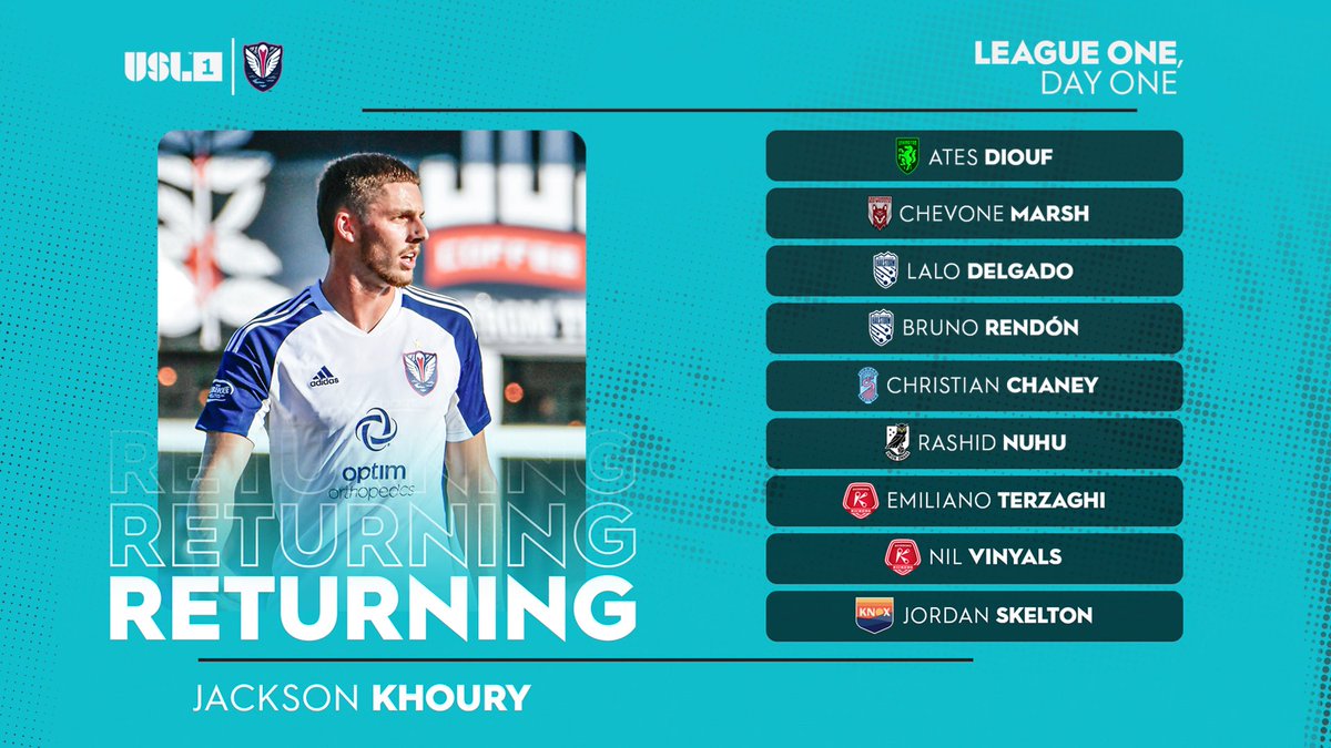 USLLeagueOne's tweet photo. #LeagueOneDayOne is officially over 🥲
Here’s a rundown of some of the marquee players returning to their clubs, including 2023 Young Player of the Year Jackson Khoury back to @Tormenta_FC ⬇️ https://t.co/1fAdN4iLLl