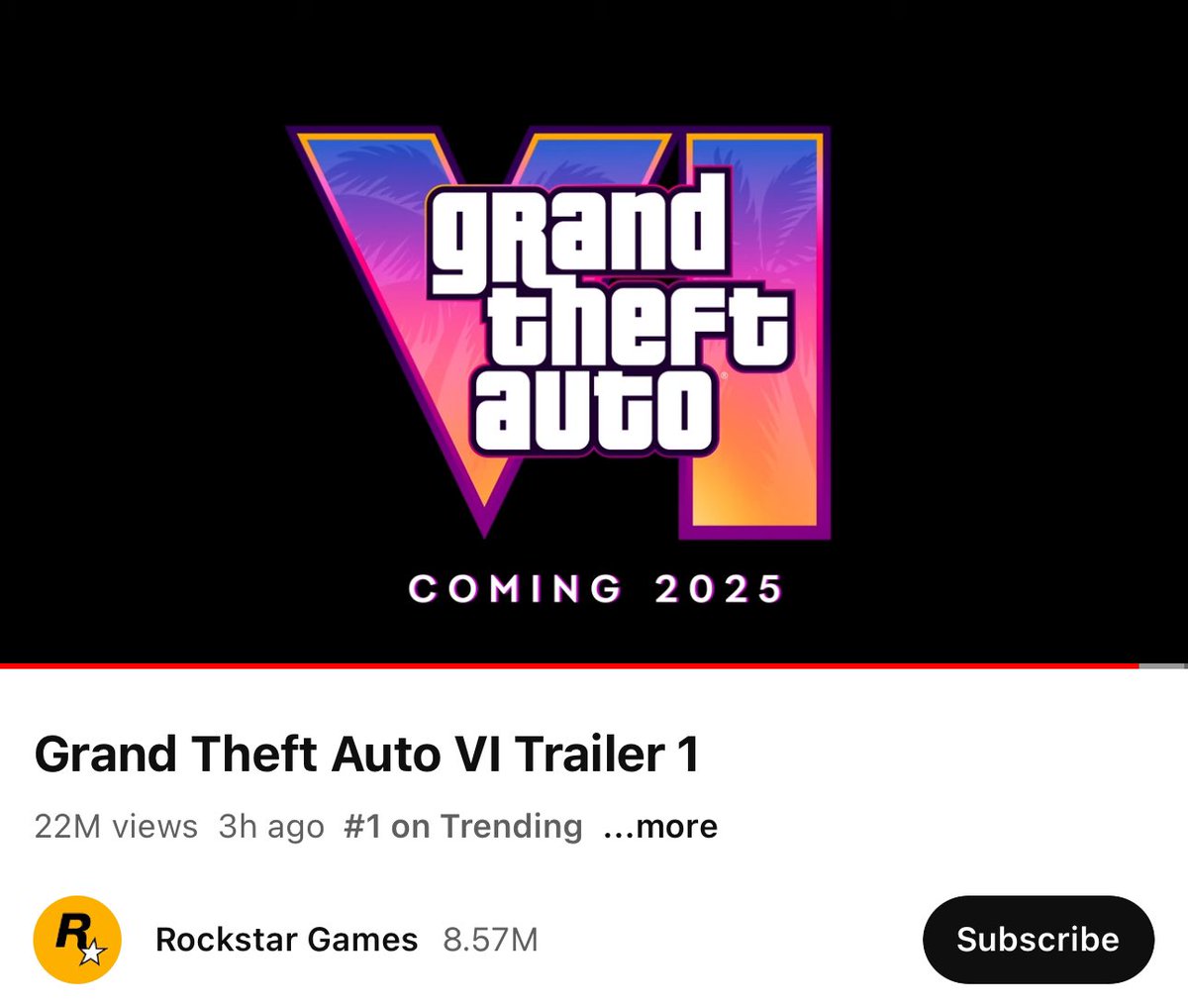GTA trailer has 22 millions views… in 3 hours 🤯 #GTA6 #GTA6LEAK